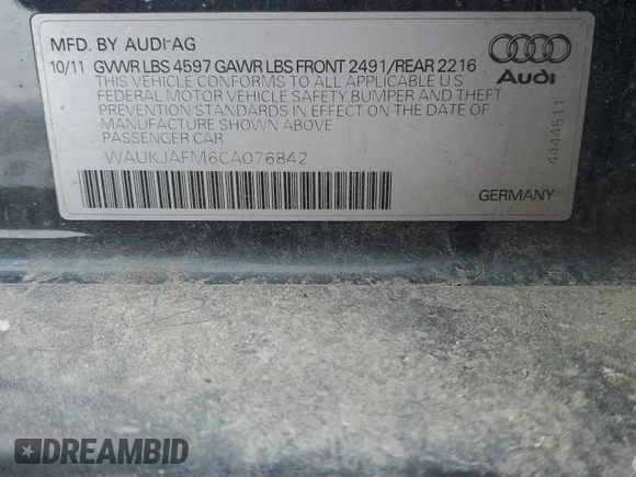 2012 Audi A3 Premium Plus z VIN WAUKJAFM6CA076842, wystawiony jako Copart lot #44840655 z przebiegiem 94 166 mil mil oraz Czysty tytuł • Clean title. Historia ofert i sprzedaży dostępna na DreamBid. Obrazek 12.