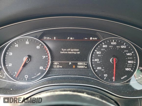 2015 Audi A6 Premium Plus with VIN WAUGFAFC2FN037063, listed as a Copart auction lot 58071405 with 150,007 mi miles and Salvage title. Bid and sale history available at DreamBid. Image 9.