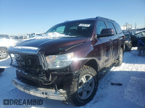 2013 Toyota Sequoia SR5 with VIN 5TDBW5G12DS078026, listed as a Copart auction lot 42628715 with 102,444 mi miles and Salvage Title. Bid and sale history available at carsss.com. Image 1.