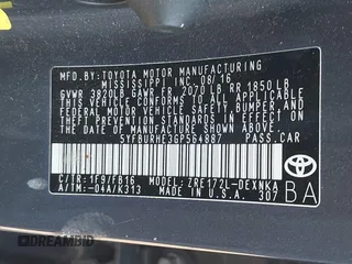 2016 Toyota Corolla L with VIN 5YFBURHE3GP564887, listed as a IAAI auction lot 42390190 with 97,642 mi miles and . Bid and sale history available at DreamBid. Image 9.