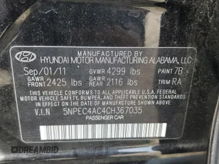 2012 Hyundai Sonata SE z VIN 5NPEC4AC4CH367035, wystawiony jako Copart lot #53584105 z przebiegiem 187 147 mil mil oraz Szkoda całkowita • Salvage title. Historia ofert i sprzedaży dostępna na DreamBid. Obrazek 12.