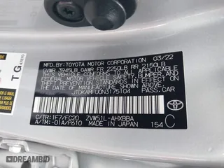 2022 Toyota Prius L Eco with VIN JTDKAMFU0N3175104, listed as a IAAI auction lot 40873671 with 1 mi miles. Bid and sale history available at carsss.com. Image 9.