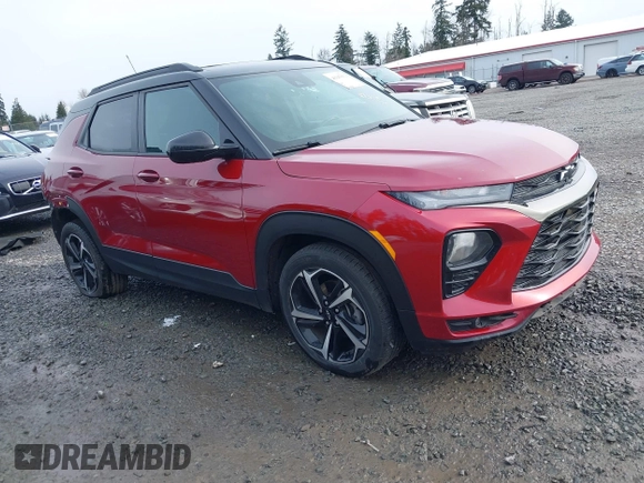2021 Chevrolet TrailBlazer RS with VIN KL79MTSL2MB026353, listed as a IAAI auction lot 41347631 with 52,950 mi miles. Bid and sale history available at carsss.com. Image 1.