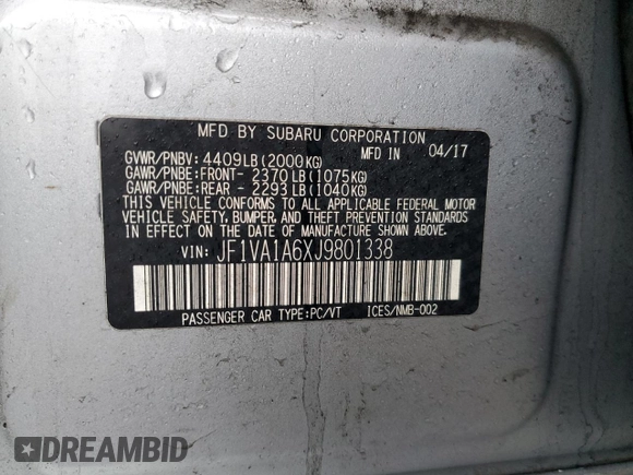 2018 Subaru WRX with VIN JF1VA1A6XJ9801338, listed as a Copart auction lot 51621055 with 90,210 mi miles and Salvage Title. Bid and sale history available at carsss.com. Image 12.