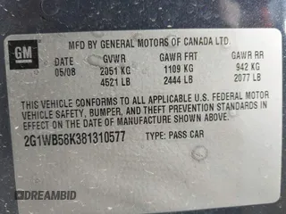 2008 Chevrolet Impala LS z VIN 2G1WB58K381310577, wystawiony jako IAAI lot #41977761 z przebiegiem 134 170 mil mil oraz . Historia ofert i sprzedaży dostępna na DreamBid. Obrazek 9.