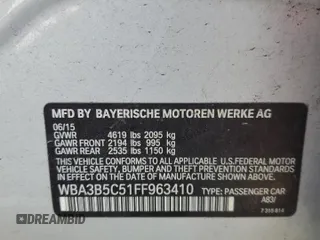 2015 BMW 3 Series 328i xDrive with VIN WBA3B5C51FF963410, listed as a Copart auction lot 85980084 with 122,385 mi miles and Salvage Title. Bid and sale history available at carsss.com. Image 12.
