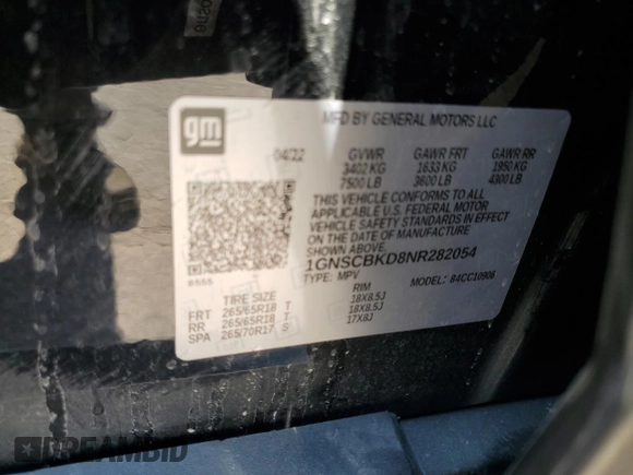 2021 Chevrolet Suburban LS with VIN 1GNSCBKD8NR282054, listed as a Copart auction lot 70813034 with 55,908 mi miles and . Bid and sale history available at DreamBid. Image 13.