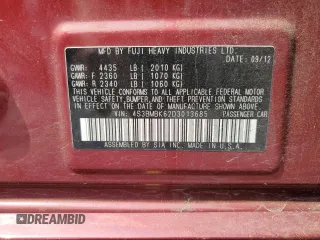 2013 Subaru Legacy Limited with VIN 4S3BMBK62D3013685, listed as a Copart auction lot 58833345 with 107,348 mi miles and Clean title. Bid and sale history available at DreamBid. Image 12.