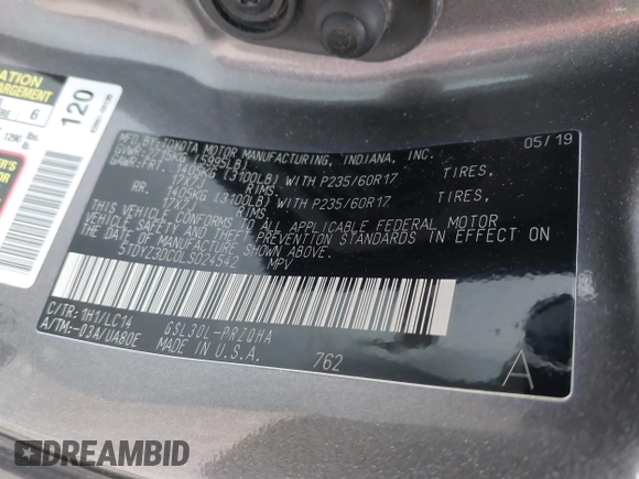 2020 Toyota Sienna XLE Auto Access Seat with VIN 5TDYZ3DC0LS024542, listed as a IAAI auction lot 41747243 with 57,831 mi miles and . Bid and sale history available at DreamBid. Image 9.