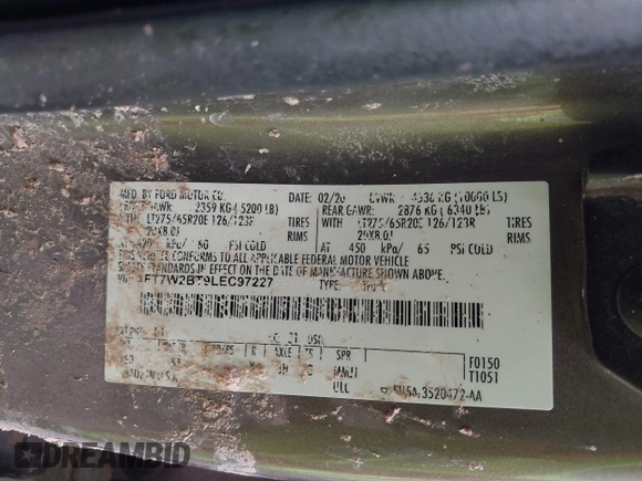 2020 Ford F-250 XL с VIN 1FT7W2BT9LEC97227, выставлен на аукционе IAAI как лот 42647455 с пробегом 167 835 миль миль и . История ставок и продаж доступна на DreamBid. Изображение 9.