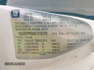 2016 Chevrolet Express Passenger LT z VIN 1GAZGPFG6G1319772, wystawiony jako IAAI lot #41079876 z przebiegiem 123 603 mil mil oraz . Historia ofert i sprzedaży dostępna na DreamBid. Obrazek 9.