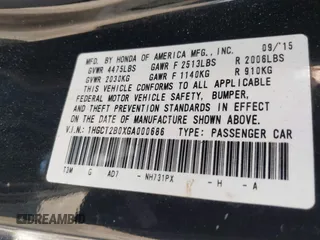 2016 Honda Accord Touring with VIN 1HGCT2B0XGA000686, listed as a IAAI auction lot 41888593 with 174,934 mi miles and . Bid and sale history available at DreamBid. Image 9.