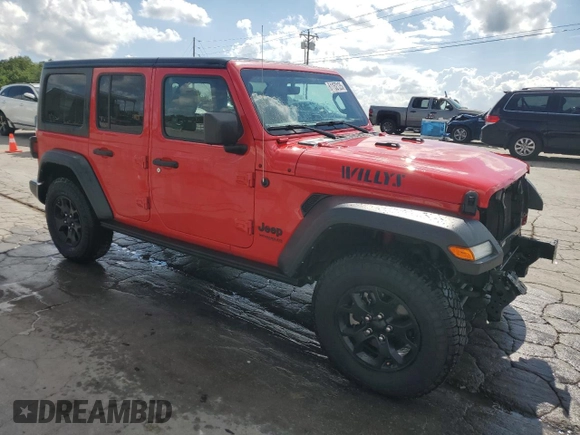 2021 Jeep Wrangler Unlimited Sport S z VIN 1C4HJXDG9MW866184, wystawiony jako Copart lot #61152125 z przebiegiem 37 215 mil mil oraz Szkoda całkowita • Salvage title. Historia ofert i sprzedaży dostępna na DreamBid. Obrazek 4.