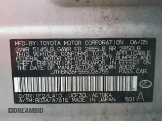 2005 Lexus LS 430 z VIN JTHBN36F555026755, wystawiony jako Copart lot #57506265 z przebiegiem 298 498 mil mil oraz Szkoda całkowita • Salvage title. Historia ofert i sprzedaży dostępna na DreamBid. Obrazek 13.