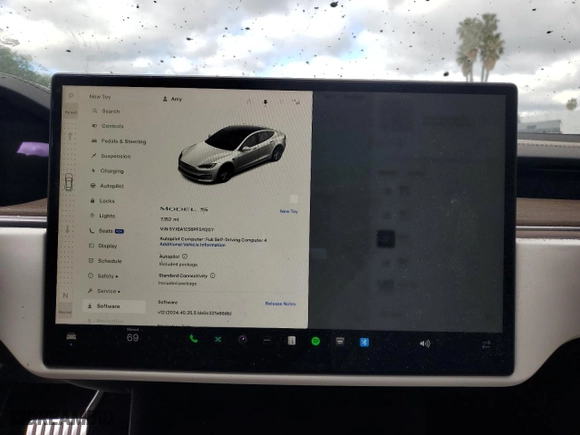 2023 Tesla Model S with VIN 5YJSA1E56PF511207, listed as a Copart auction lot 89173355 with 7,152 mi miles and Salvage Title. Bid and sale history available at carsss.com. Image 9.