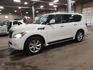 2011 Infiniti QX56 7-passenger with VIN JN8AZ2NE6B9004051, listed as a Copart auction lot 81329734 with 175,705 mi miles and Salvage Title. Bid and sale history available at carsss.com. Image 1.