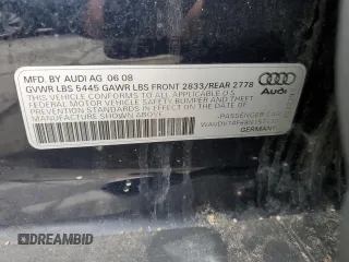 2008 Audi A6 with VIN WAUDV74F68N157537, listed as a Copart auction lot 45483575 with 126,194 mi miles and Salvage Title. Bid and sale history available at carsss.com. Image 12.