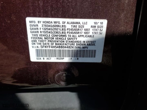 2011 Honda Pilot EX-L with VIN 5FNYF4H54BB044824, listed as a Copart auction lot 52627385 with 223,873 mi miles and Clean Title. Bid and sale history available at carsss.com. Image 13.