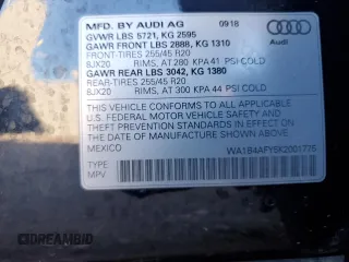 2019 Audi SQ5 Premium Plus with VIN WA1B4AFY5K2001775, listed as a Copart auction lot 80466204 with 120,337 mi miles and Salvage Title. Bid and sale history available at DreamBid. Image 13.