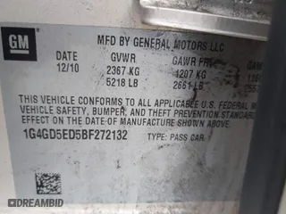 2011 Buick LaCrosse CXL with VIN 1G4GD5ED5BF272132, listed as a IAAI auction lot 41710175 with 110,193 mi miles. Bid and sale history available at carsss.com. Image 9.