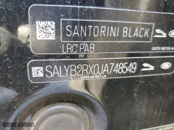 2018 Land Rover Range Rover Velar S with VIN SALYB2RX0JA748549, listed as a Copart auction lot 46741085 with 76,246 mi miles and Salvage Title. Bid and sale history available at carsss.com. Image 12.