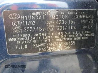 2004 Hyundai Sonata GLS with VIN KMHWF35H74A968455, listed as a Copart auction lot 78047664 with 151,930 mi miles and Salvage Title. Bid and sale history available at carsss.com. Image 12.