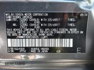 2024 Toyota RAV4 Hybrid LE with VIN JTMMWRFV0RD248035, listed as a IAAI auction lot 42339244 with 18,317 mi miles and . Bid and sale history available at DreamBid. Image 9.