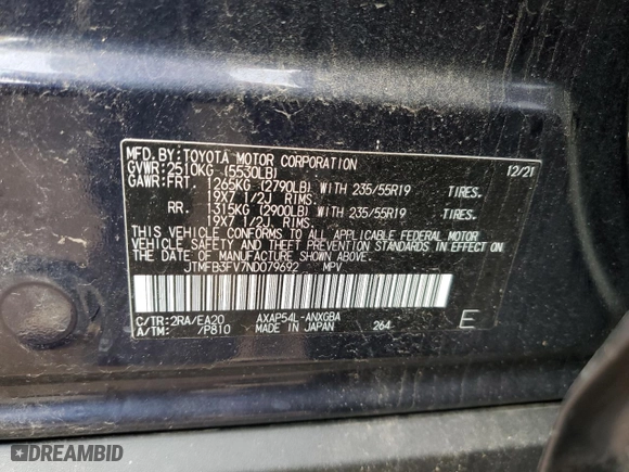 2022 Toyota RAV4 Prime XSE with VIN JTMFB3FV7ND079692, listed as a Copart auction lot 77619733 with 26,202 mi miles. Bid and sale history available at carsss.com. Image 13.