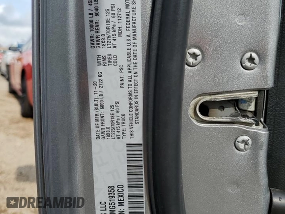 2021 Ram 2500 Tradesman с VIN 3C6UR5CL2MG519358, выставлен на аукционе Copart как лот 55008725 с пробегом 118 278 миль миль и Списание • Salvage title. История ставок и продаж доступна на DreamBid. Изображение 12.