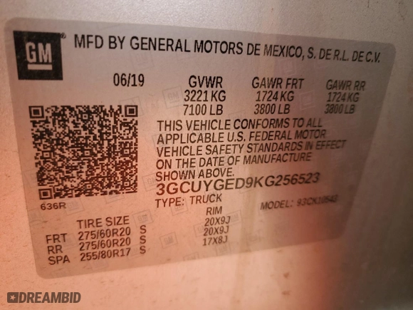 2019 Chevrolet Silverado 1500 LTZ with VIN 3GCUYGED9KG256523, listed as a Copart auction lot 45790835 with 77,435 mi miles and Salvage Title. Bid and sale history available at carsss.com. Image 14.
