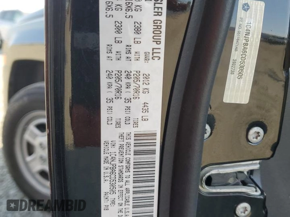 2012 Jeep Patriot Sport with VIN 1C4NJPBA6CD530505, listed as a Copart auction lot 62421155 with 155,496 mi miles and Salvage title. Bid and sale history available at DreamBid. Image 13.