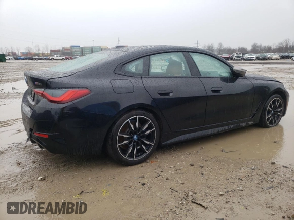 2022 BMW i4 M50 with VIN WBY33AW07PFP30186, listed as a Copart auction lot 45886973 with 0 mi miles. Bid and sale history available at carsss.com. Image 3.