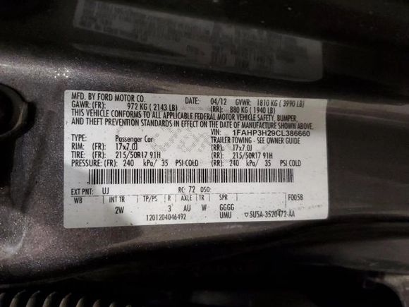 2012 Ford Focus SEL with VIN 1FAHP3H29CL386660, listed as a Copart auction lot 51447905 with 210,075 mi miles and Salvage Title. Bid and sale history available at carsss.com. Image 12.