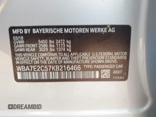 2019 BMW 7 Series 740i с VIN WBA7E2C57KB216466, выставлен на аукционе IAAI как лот 41689258 с пробегом 79 962 миль миль и . История ставок и продаж доступна на DreamBid. Изображение 9.