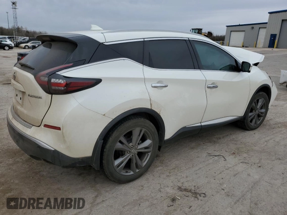 2020 Nissan Murano Platinum z VIN 5N1AZ2DJ0LN132025, wystawiony jako Copart lot #48622685 z przebiegiem 56 465 mil mil oraz Szkoda całkowita • Salvage title. Historia ofert i sprzedaży dostępna na DreamBid. Obrazek 3.