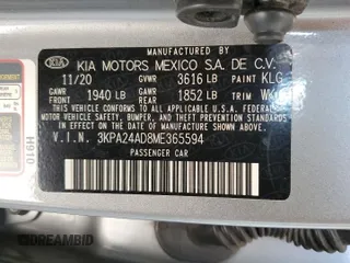 2021 Kia Rio LX with VIN 3KPA24AD8ME365594, listed as a Copart auction lot 70872864 with 68,808 mi miles and Salvage Title. Bid and sale history available at DreamBid. Image 12.