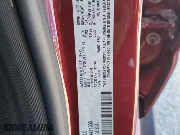 2022 Ram 1500 Lone Star z VIN 1C6RREFT6NN431035, wystawiony jako Copart lot #58095835 z przebiegiem 22 486 mil mil oraz Szkoda całkowita • Salvage title. Historia ofert i sprzedaży dostępna na DreamBid. Obrazek 12.