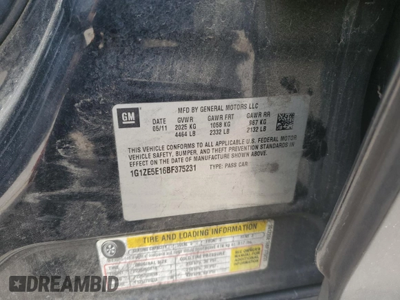 2011 Chevrolet Malibu LTZ with VIN 1G1ZE5E16BF375231, listed as a Copart auction lot 51529985 with 208,203 mi miles and Salvage Title. Bid and sale history available at DreamBid. Image 13.