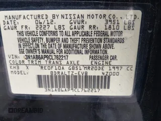 2012 Nissan Sentra SR with VIN 3N1AB6AP9CL762217, listed as a IAAI auction lot 42207671 with 105,641 mi miles and . Bid and sale history available at DreamBid. Image 9.