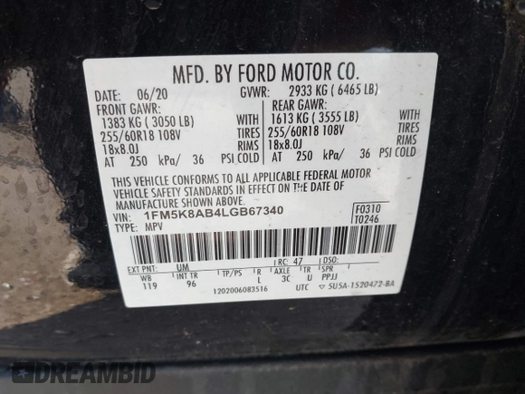 2020 Ford Police Interceptor Utility z VIN 1FM5K8AB4LGB67340, wystawiony jako IAAI lot #41982702 z przebiegiem 37 275 mil mil oraz . Historia ofert i sprzedaży dostępna na DreamBid. Obrazek 9.