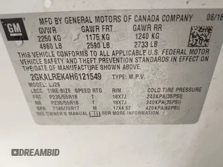 2017 GMC Terrain Denali z VIN 2GKALREK4H6121549, wystawiony jako IAAI lot #41624939 z przebiegiem 128 555 mil mil oraz . Historia ofert i sprzedaży dostępna na DreamBid. Obrazek 9.