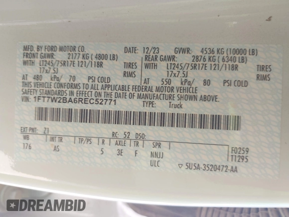 2024 Ford F-250 XL с VIN 1FT7W2BA6REC52771, выставлен на аукционе IAAI как лот 41864059 с пробегом 29 652 миль миль и . История ставок и продаж доступна на DreamBid. Изображение 9.