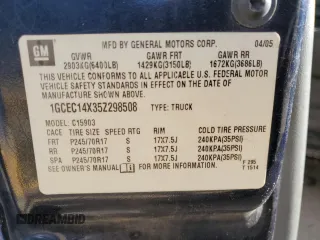 2005 Chevrolet Silverado 1500 Work Truck with VIN 1GCEC14X35Z298508, listed as a Copart auction lot 45917835 with 0 mi miles and Salvage Title. Bid and sale history available at carsss.com. Image 14.