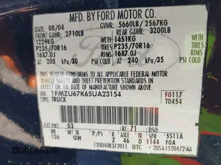 2005 Ford Explorer Sport Trac XLS with VIN 1FMZU67K65UA23154, listed as a IAAI auction lot 42171217 with 93,040 mi miles and . Bid and sale history available at DreamBid. Image 9.