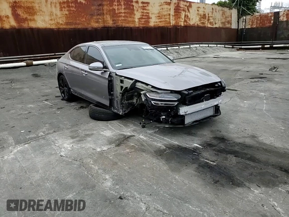 2023 Genesis G70 3.3T with VIN KMTG54TE4PU135081, listed as a Copart auction lot 55341144 with 3,637 mi miles and Salvage Title. Bid and sale history available at carsss.com. Image 10.