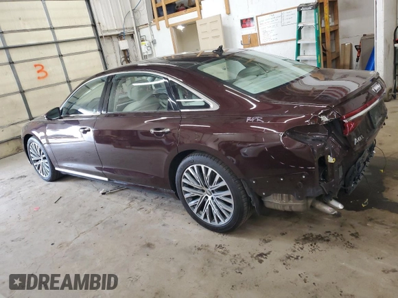 2019 Audi A8 with VIN WAU8DAF85KN019978, listed as a Copart auction lot 52646385 with 46,416 mi miles and Salvage title. Bid and sale history available at DreamBid. Image 2.