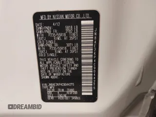 2012 Nissan Quest S z VIN JN8AE2KP4C9044275, wystawiony jako IAAI lot #41610060 z przebiegiem 147 561 mil mil oraz . Historia ofert i sprzedaży dostępna na DreamBid. Obrazek 9.