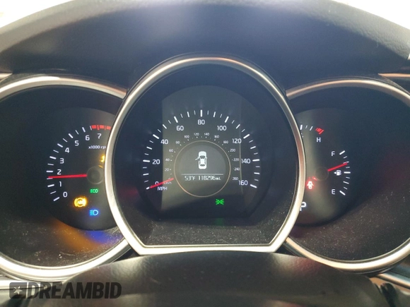 2015 Kia Optima LX with VIN KNAGM4A70F5558185, listed as a Copart auction lot 52097285 with 118,296 mi miles and Salvage Title. Bid and sale history available at DreamBid. Image 9.