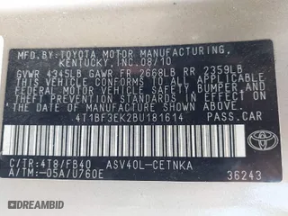2011 Toyota Camry LE with VIN 4T1BF3EK2BU181614, listed as a IAAI auction lot 41916049 with 132,694 mi miles. Bid and sale history available at carsss.com. Image 9.
