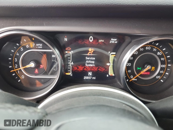 2021 Jeep Wrangler Sport S with VIN 1C4GJXAG3MW858730, listed as a Copart auction lot 44279865 with 25,857 mi miles and Salvage Title. Bid and sale history available at DreamBid. Image 9.